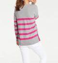 Streifenpullover grau-melange-pink