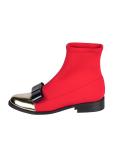 Stretch-Stiefelette rot-goldfarben