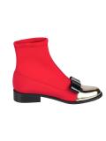 Stretch-Stiefelette rot-goldfarben