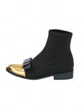 Stretch-Stiefelette schwarz-goldfarben