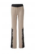 Stretchhose mit Spitze helltaupe-schwarz