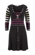 Strick-Jersey-Kleid schwarz-bunt