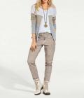 Strick-Twinset grau-beige