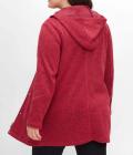 Strickfieece-Jacke mit Kapuze rot-meliert