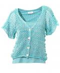 Strickjacke + Top aqua