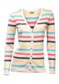 Strickjacke ecru-bunt gestreift Gr. 38