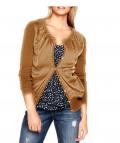 Strickjacke mit Chiffon camel