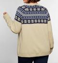 Strickjacke mit Norwegermuster natur-blau