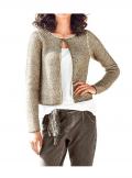 Strickjacke mit Pailletten khaki-sand Gr. 38