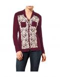 Strickjacke mit Spitze bordeaux-ecru