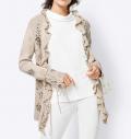 Strickjacke mit Strass beige-bedruckt