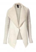 Strickjacke mit Webpelz creme