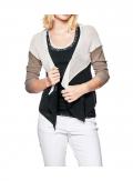 Strickjacke taupe-ecru-schwarz