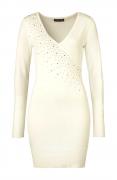 Strickkleid mit Strass offwhite