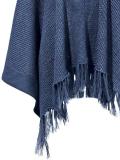 Strickponcho mit Fransen blau