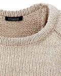 Strickponcho mit Lurex beige