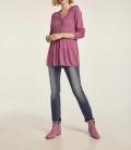 Stufenvolantpullover fuchsia