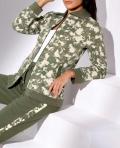 Sweatjacke khaki-schlamm-bedruckt