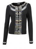 Sweatjacke mit Strass schwarz