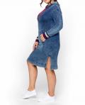 Sweatkleid m Kapuze in Moonwashed-Denim-Optik