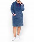 Sweatkleid m Kapuze in Moonwashed-Denim-Optik