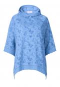 Sweatponcho blau-gemustert