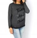 Sweatshirt mit Folien-Druck und Pailletten anthrazit