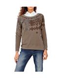 Sweatshirt mit Glitzerdruck taupe