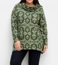 Sweatshirt mit Ornamentdruck und Zipfelsaum oliv