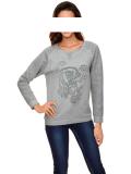 Sweatshirt mit Perlen grau