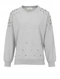 Sweatshirt mit Perlen grau-melange