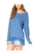 Sweatshirt mit Spitze blau