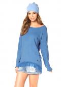 Sweatshirt mit Spitze blau