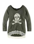 Sweatshirt mit Spitze oliv