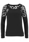 Sweatshirt mit Spitze schwarz