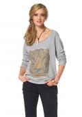 Sweatshirt mit Strass grau