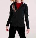 Sweatshirtjacke mit Stickerei schwarz