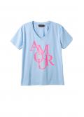 T-Shirt mit Neon-Frontprint hellblau