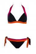 Triangel-Bikini schwarz-orange-pink