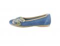 Veloursleder-Ballerina blau-beige