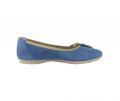 Veloursleder-Ballerina blau-beige