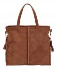 Veloursleder-Handtasche cognac