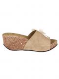 Veloursleder-Pantolette beige