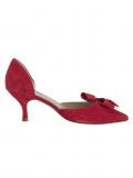 Veloursleder-Pumps mit Schleife rot