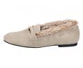 Veloursleder-Slipper mit Webpelz sand