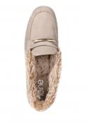 Veloursleder-Slipper mit Webpelz sand