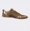 Veloursleder-Sneaker braun-goldfarben