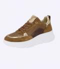 Veloursleder-Sneaker braun-goldfarben