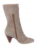 Veloursleder-Stiefelette mit Stickerei taupe