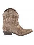 Veloursleder-Stiefelette mit Stickerei taupe-metallic